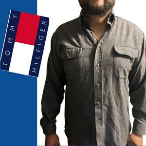Tommy Hilfiger 68% Wool Gray Shirt Size L